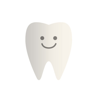 A cheerful cartoon tooth with a smiling face, symbolizing dental health and hygiene.
