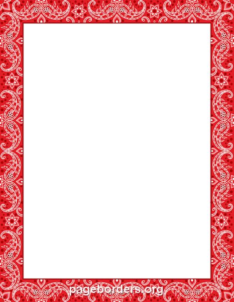 Free Red Paisley Page Border Template - Download & Print