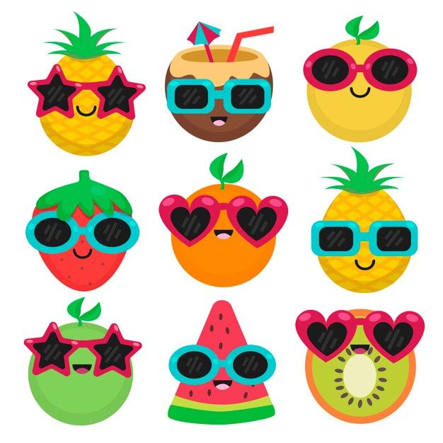 Fun Fruit Characters with Sunglasses - Free Clipart for Summer Designs