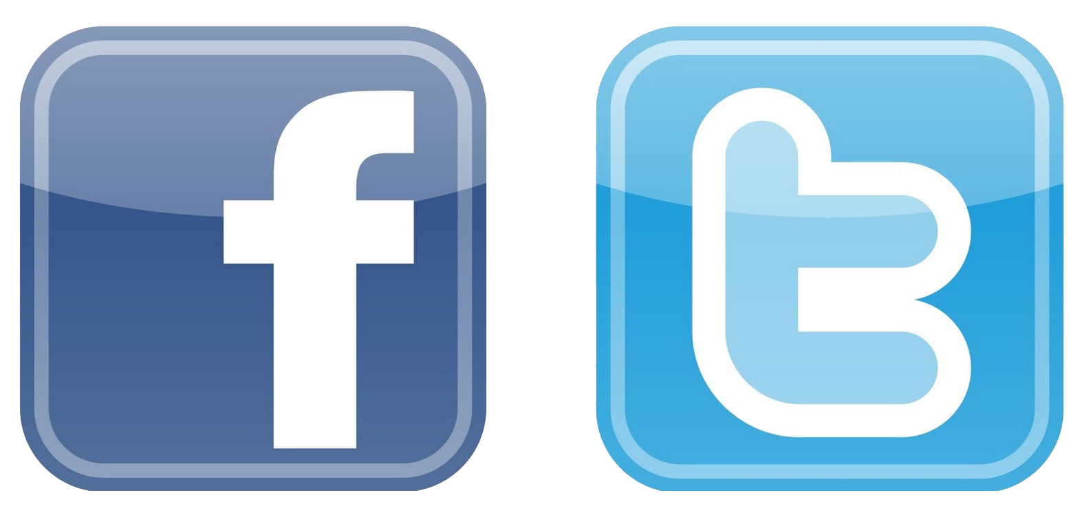Facebook and Twitter Logos - Social Media Branding Icons