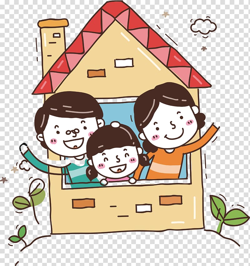 Family Home Illustration - Warm, Friendly Cartoon House Scene