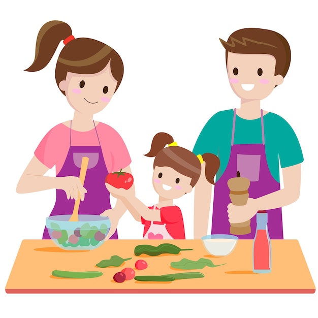 Happy Family Cooking Food In The Kitchen Together Stock - Clip Art Library