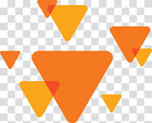 Abstract orange and yellow triangle pattern on transparent background, modern geometric design.