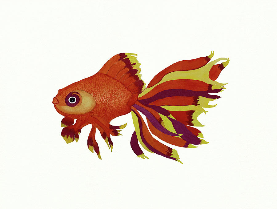 Artistic Goldfish Illustration - Colorful Watercolor Fish Art