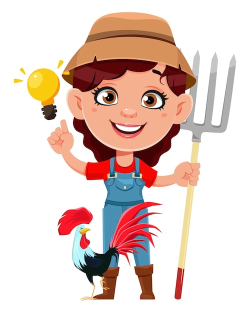 Creative Farmer Girl Illustration - Fun Agricultural Character Design