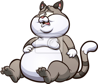 Cute Overweight Cat Cartoon - Free Vector Illustration for Websites & Blogs