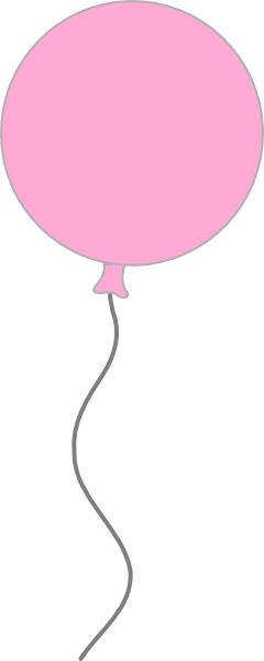 A simple pink balloon with a gray string, floating against a white background.