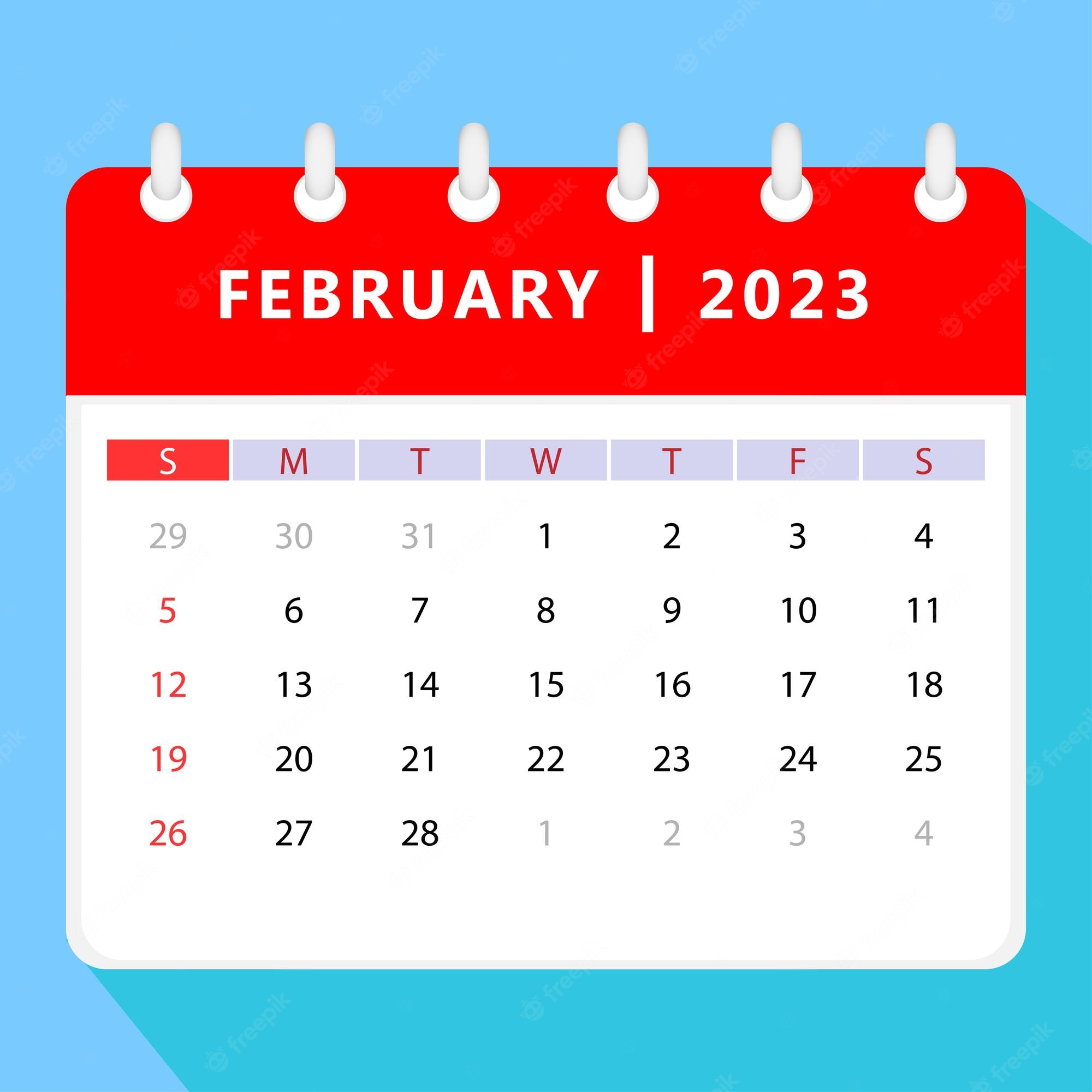 February 2 Vector Flat Daily Calendar Icon Date And Time Stock Clip