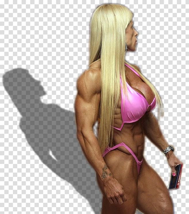 Elite Female Bodybuilder in Pink Bikini - Fitness & Competition Pose