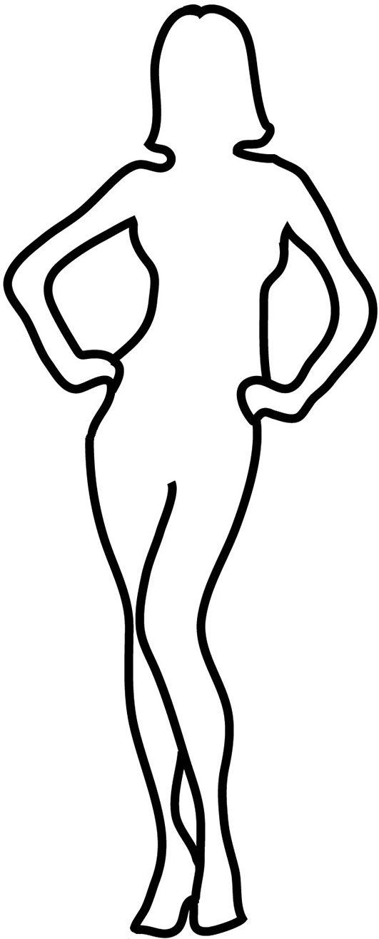 Silhouette of a confident woman standing with hands on hips, stylized line art.