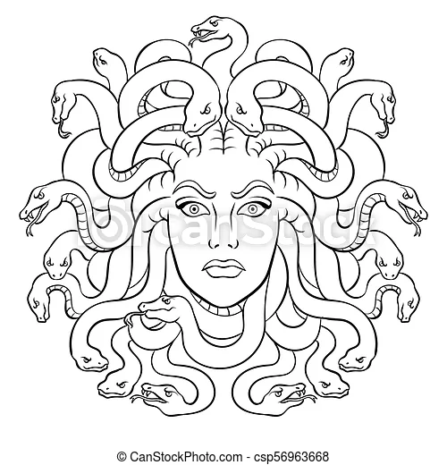 Digital File - Medusa Greek Goddess Artwork Color Clip Art Download ...