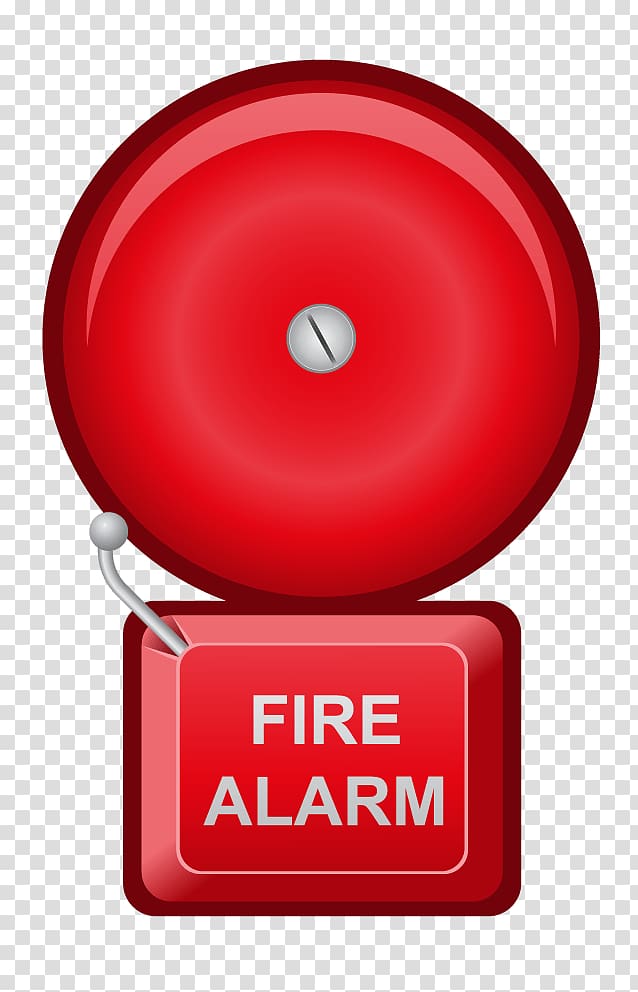 Red fire alarm bell with labeled control box, indicating emergency alert system.