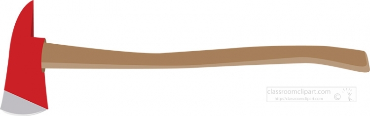Red fire axe with wooden handle and silver blade edge, cartoon-style illustration.