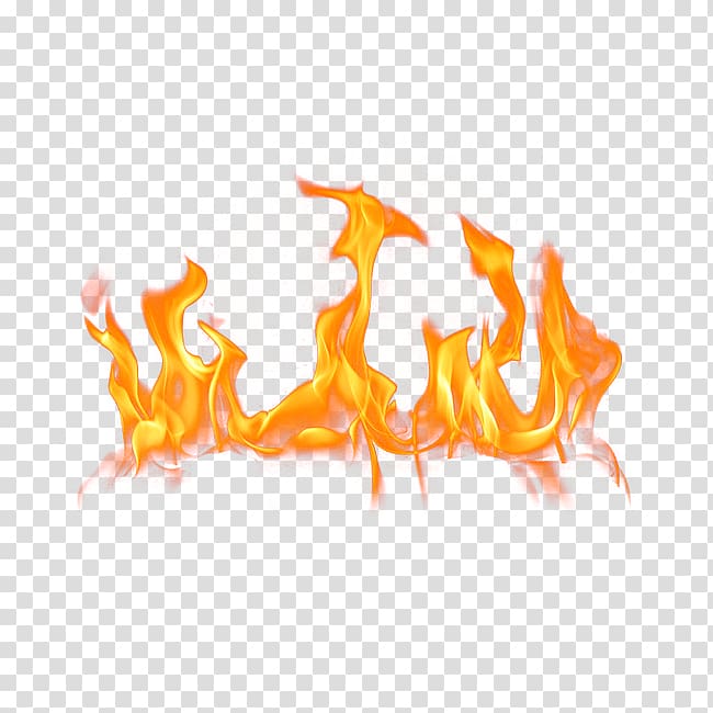 Vibrant orange and yellow flames with transparent background, stylized realistic fire effect.