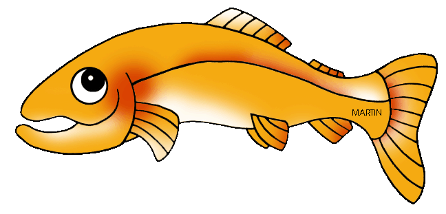 Cartoon orange fish with large eye, open mouth, and "MARTIN" labeled on side.