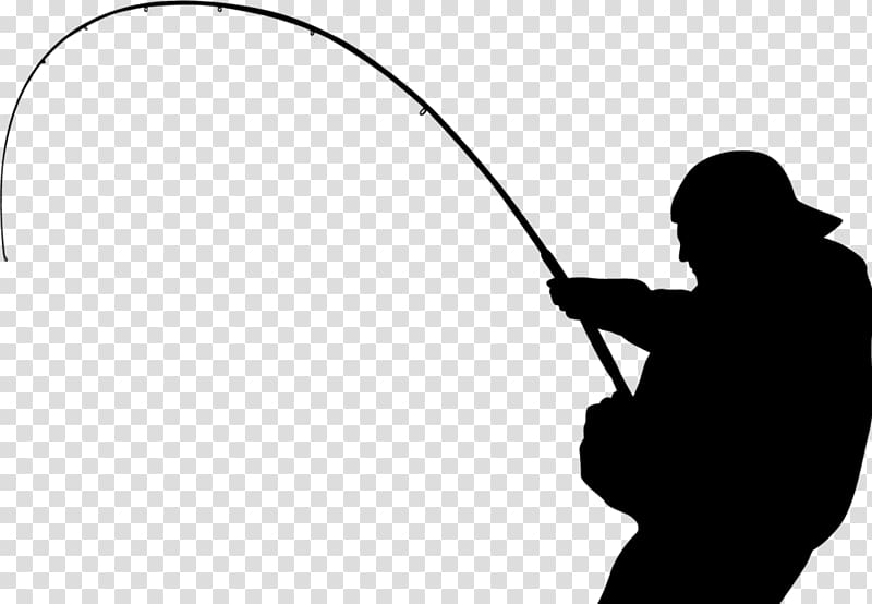 Fishing Rod Bent in Action - Angler Silhouette Illustration