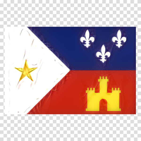 A composite flag merging the Philippine flag (white triangle, yellow star) with French fleurs-de-lis and a yellow castle on red/blue fields.