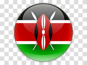 Kenyan national flag in a glossy circular button design with Maasai shield and spears motif.