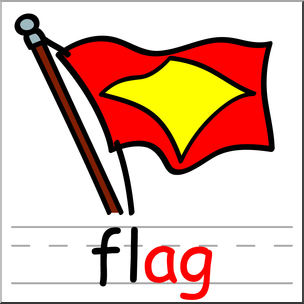 Red flag with yellow star on a brown pole, cartoon-style illustration.