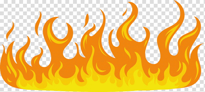 Vibrant orange and yellow cartoon-style flame graphic on transparent background.