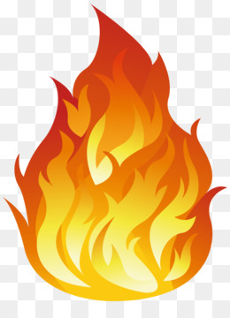 Vibrant stylized flame illustration with yellow, orange, and red gradients on transparent background.