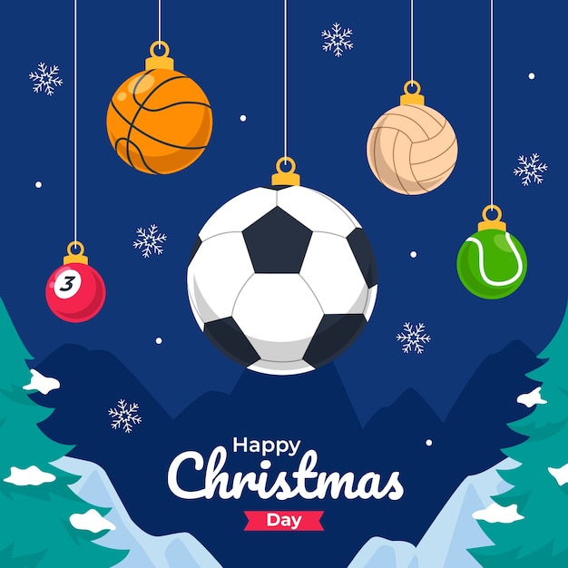 Sports-Themed Christmas Greeting Card Design | Holiday Illustration