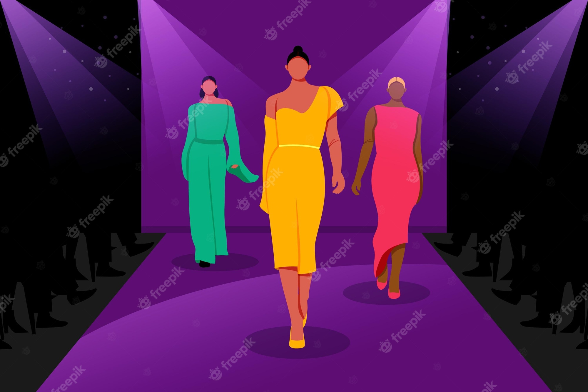 Fashion Show Runway With Models Stock Clipart | Royalty-Free - Clip Art ...