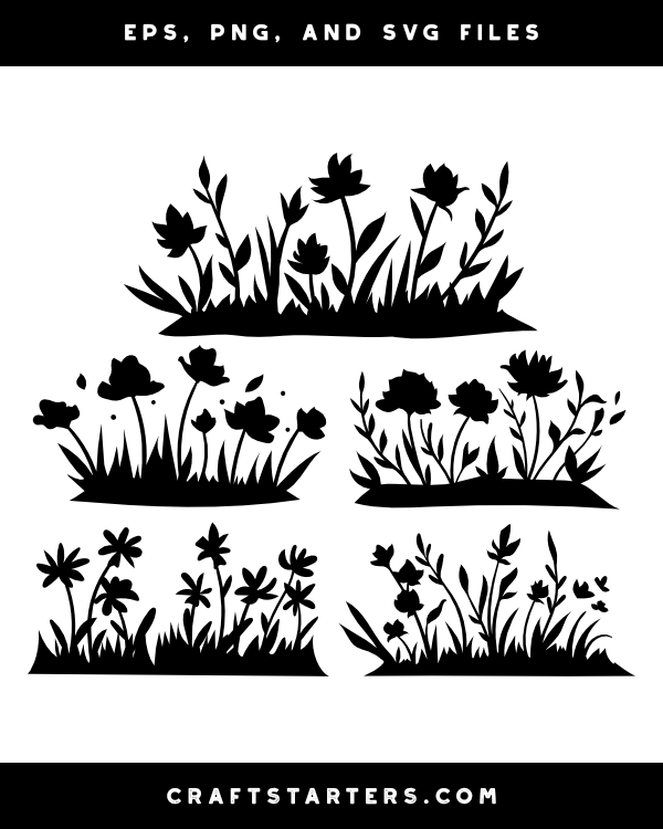 Floral Silhouette Vector Pack - EPS, PNG & SVG Files for Crafts