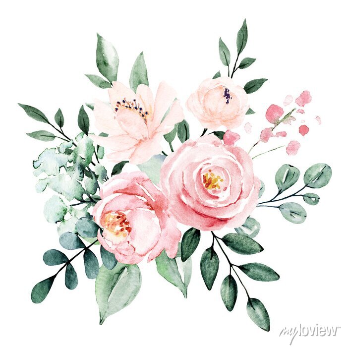 Elegant Watercolor Rose Bouquet - Free Floral Illustration for Design