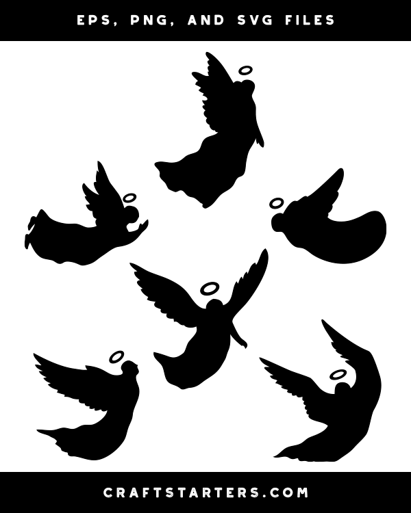 Angel Silhouette SVG, PNG & EPS Files for Crafts and Design