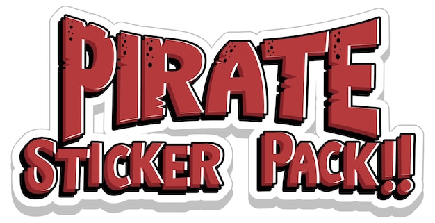 Bold red comic-style text reading "PIRATE STICKER PACK!!" with distressed texture and white outline.