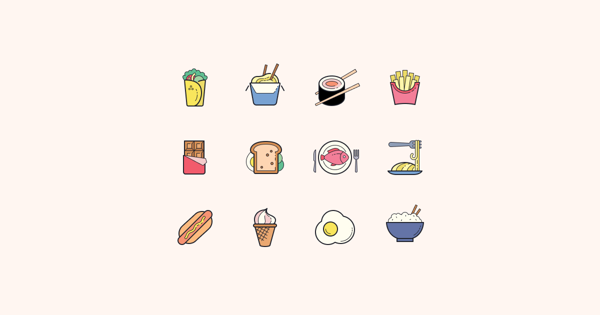 Food Icons Set - Downloadable Vector Illustrations for Web & App Design