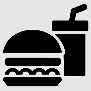 Fast Food Icon - Hamburger and Drink Symbol for Menu or App