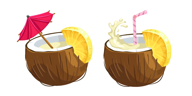 Tropical Coconut Drink Illustration - Refreshing Summer Beverage Art