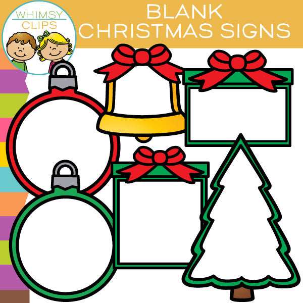 Blank Christmas Signs Clipart - Editable Holiday Labels & Decorations