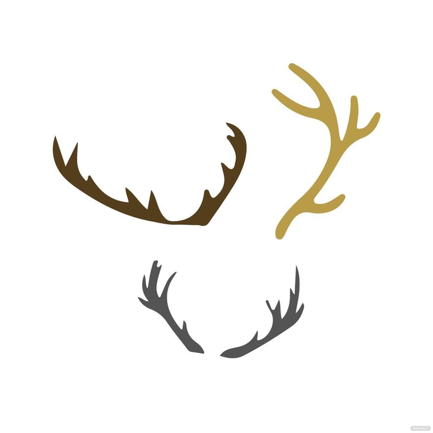 Vector Deer Antlers Black Icons Set Stock Illustration - Download