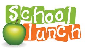 Green apple beside playful "School Lunch" text in green and orange blocks.