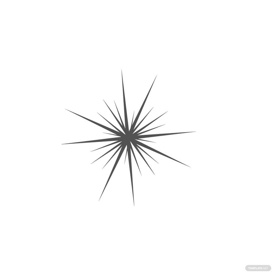 Gray abstract starburst icon with sharp radiating lines on white background.
