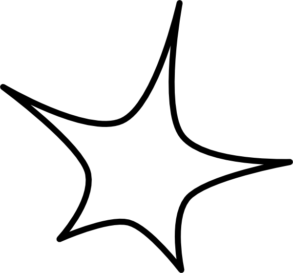 White starburst icon on black background, symbolizing sparkle, highlight, or emphasis.