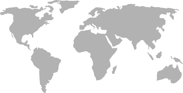 Grayscale world map showing all continents with no borders or labels.