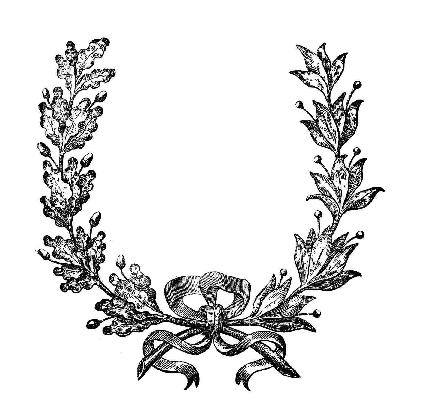 Vintage Laurel Wreath Illustration - Classic Botanical Clip Art