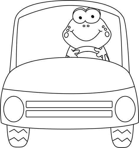 Frog Driving a Car - Fun Coloring Page for Kids