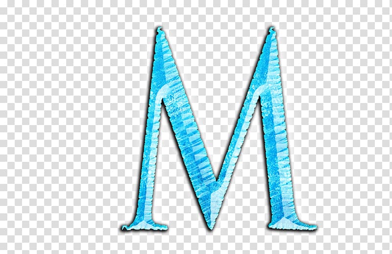 A stylized uppercase letter 'M' rendered in icy blue with textured frost effects and a transparent background.