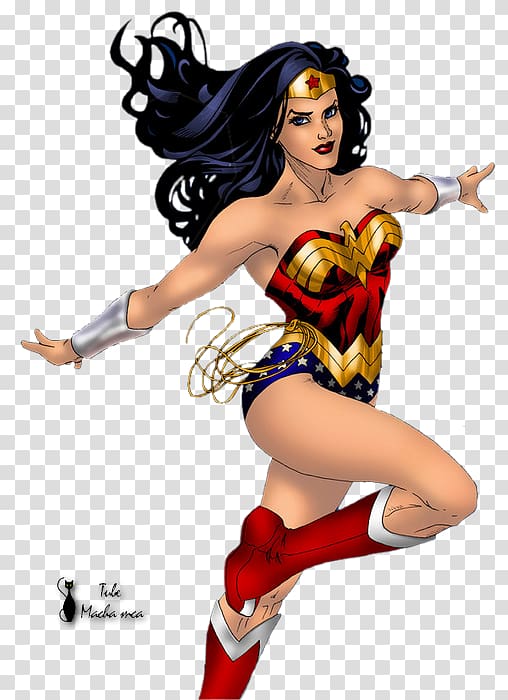 Wonder Woman Comic Art - Dynamic Heroine Pose with Lasso of Truth