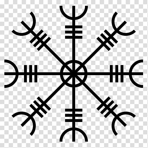 Vegvísir, an Icelandic magical stave symbol resembling a compass with eight directional arms and runic-like markings.