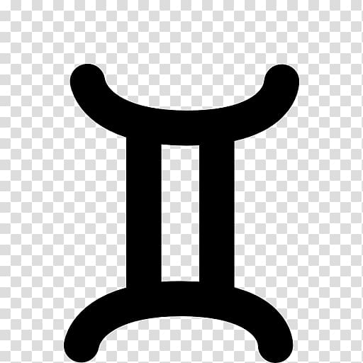 Black Gemini zodiac symbol on transparent background, representing the twins.