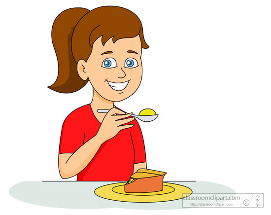 Happy Child Enjoying a Healthy Meal - Free Classroom Clipart