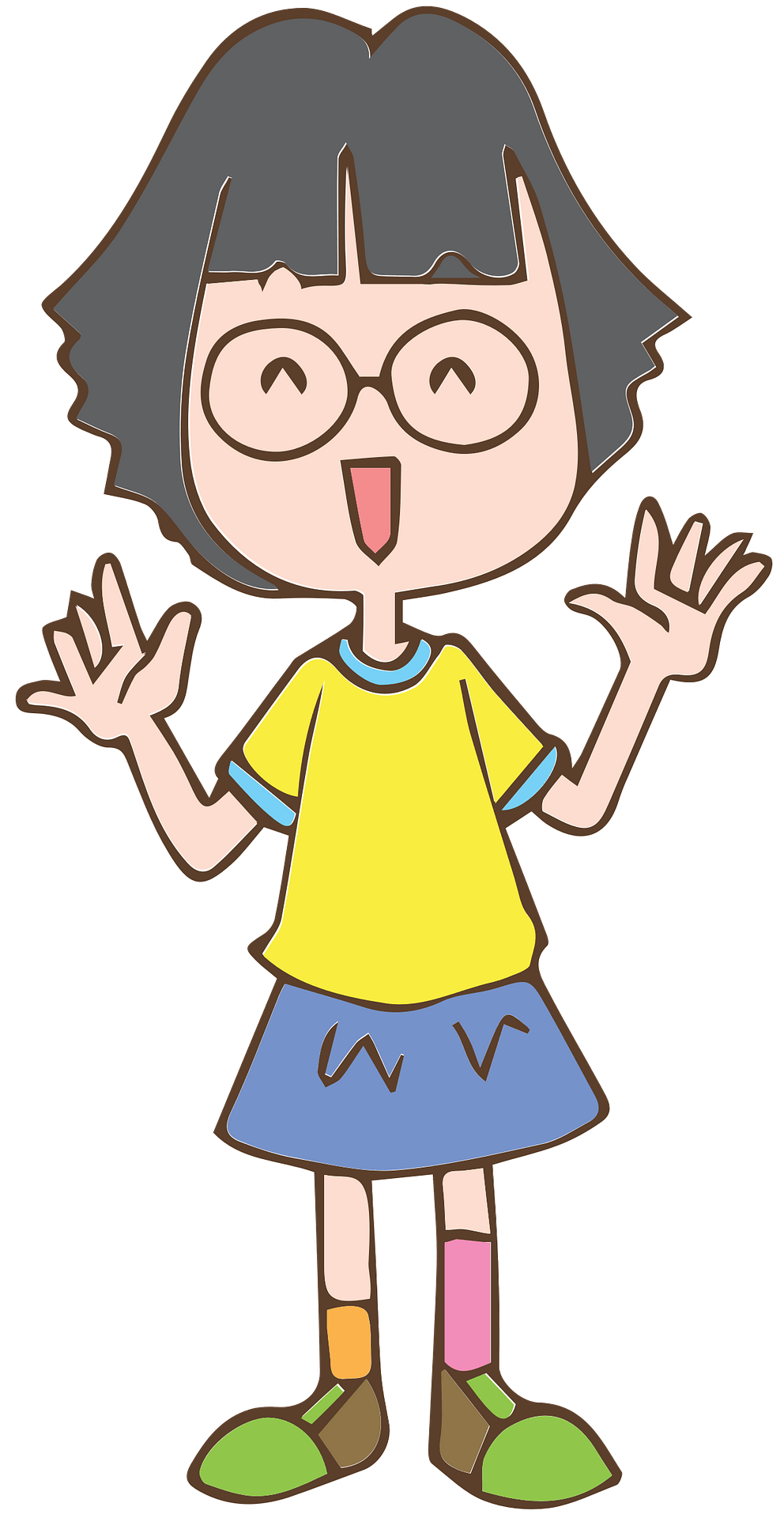 Cheerful Cartoon Girl Character - Free Illustration for Kids’ Content