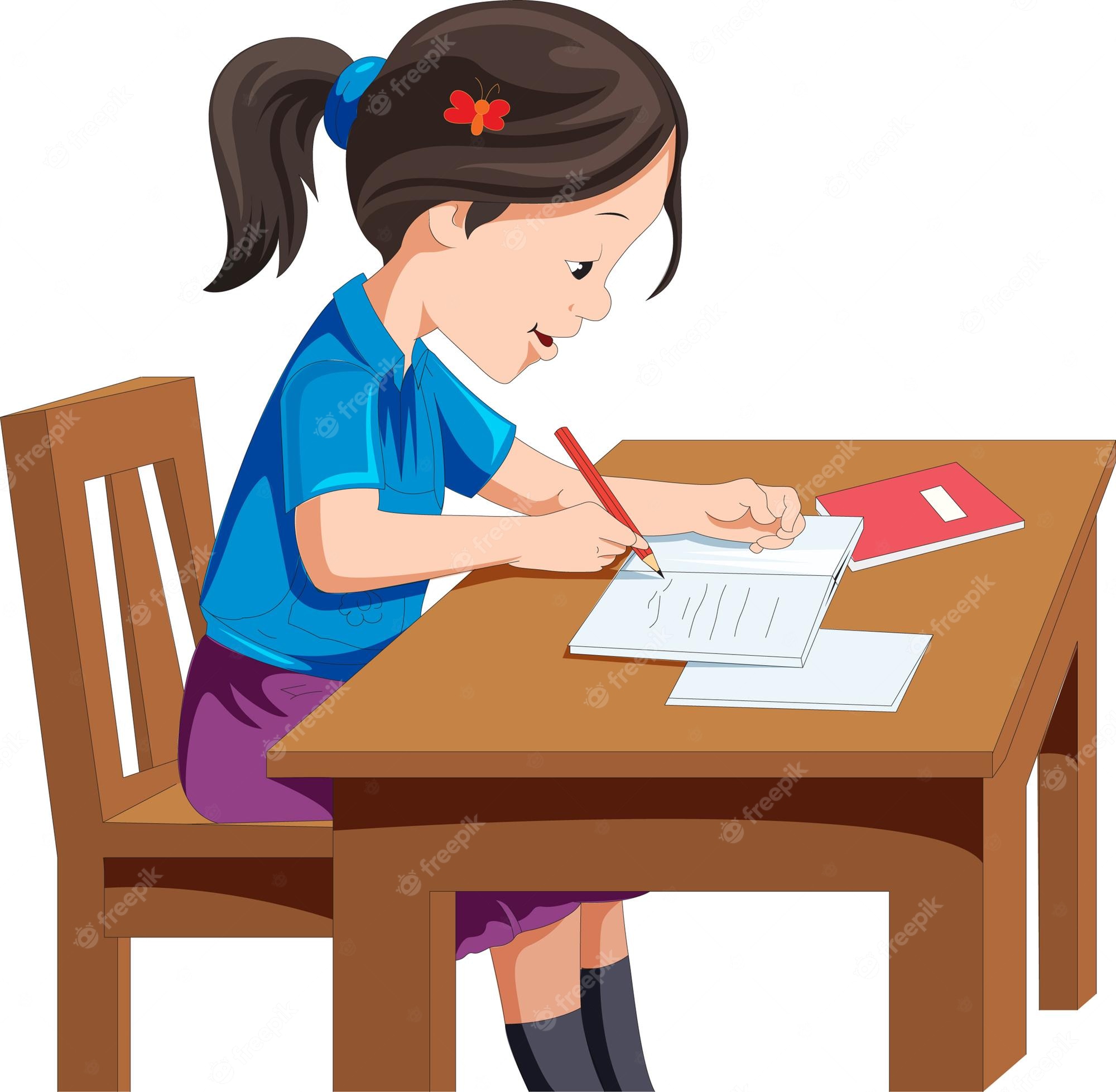 Girl Writing Clip Art