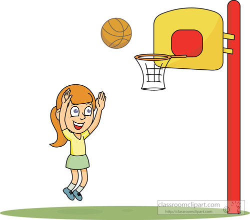 girl and boy playing basketball clipart